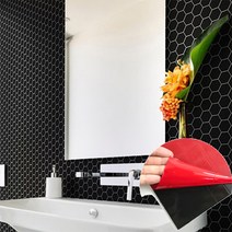 중앙데코 육각형 모자이크타일, 07-02자기질 50mm IDL4913B 블랙유광 접착식, 1장