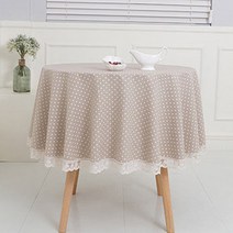 찬미디자인 레이스 원형식탁보, 마린도트 내츄럴.lace, 원탁크기60cm용