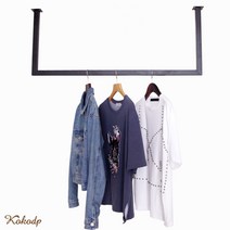 코코디피 옷가게용 주문제작 천장 벽면 부착 파이프 행거 천정 고정 헹거 옷걸이 봉, 20각 + 가로 100cm와 폭 100cm + 금색, 1개