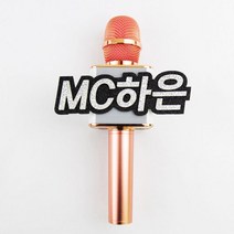 핑크캔디 음악중심 마이크 네임택 방송소품 축제 행사, 마이크/5글자+날개데코, 1개
