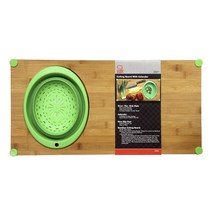 셰프크래프트 싱크 뱀부 커팅 보드 콜랩서블 코랜더, Wood+Green