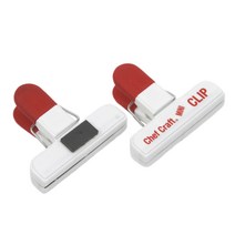 셰프크래프트 마그네틱 클립 집게 2개입, White+Red