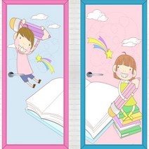 BJ그림벽지 화장실 문 리폼 시트지 PP80-027-여성용( 풀 필요없음), 접착식 시트지