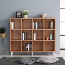 블랑누보 넓은 와이드 책장 3단 전면 책꽂이 북카페 서재 거실 오픈 긴 수납, 아카시아