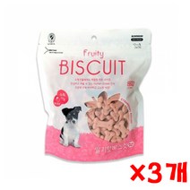 바우와우 딸기맛 비스켓 220g X 3개 애견과자 대용량, 1
