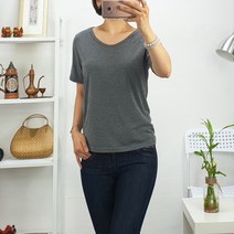 베씨 여성 베이직 U넥 반팔 티셔츠