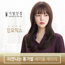가발닷컴 여자가발 통가발 세미롱 레이어 베이직 인모 전체가발 여자통가발, 투톤브라운, 1개