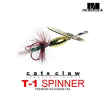 캣츠아이 캣츠크로우 T-1 스피너 골드 꺽지 낚시 바늘, 골드 1/4oz