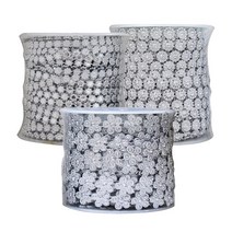 문구조아 체인구슬 체인리본 꽃 골드 실버, $KAT_실버/13mm