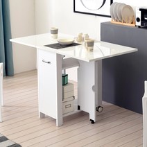 뉴600 접이식 식탁 이동식 확장형 2인용 테이블 식탁세트 의자2개 포함, 화이트