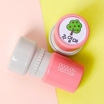 두루디자인 베이직 원형 스탬프, 피치핑크(new), 잉크 초록