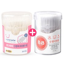 맘스베베 신생아면봉300p + 비앤비 신생아면봉210p 유아면봉, 1세트