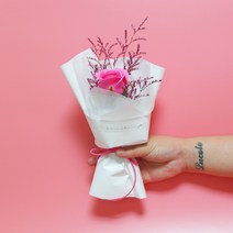 블리스테리 비누장미꽃다발 비누꽃1송이 미니꽃다발 한송이 [3color], 진핑크