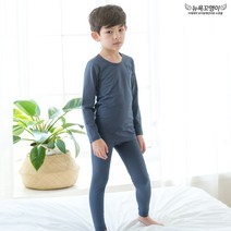 뉴욕꼬맹이 발열 기모내의 실내복세트(에어로웜) 다크블루