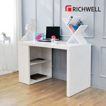 리치웰 하이그로시 화이트 수납 책상 세트 1500 (의자별도)