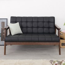 마티노가구 로즈마리 원목 인조가죽 2인용 소파, 2.로즈마리 2인 엔틱_블랙