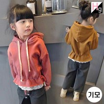 헬로가든 밑단레이스후드 티셔츠