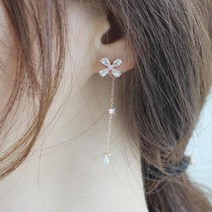 {925은침} 연예인 꽃잎 큐빅 귀걸이/구구단 세정 이어링