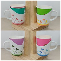 그림그린도자기 새싹종이컵손잡이받침, 파, 1개