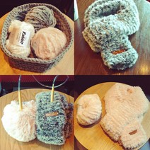 복실복실 인조퍼 털실 목도리 뜨개세트 DIY키트 겨울 뜨개실 굵은실, 연핑크, 1세트
