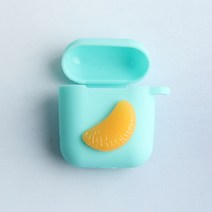 스마트커버 데이지꽃 플라워 에어팟키링 에어팟케이스 자동차키홀더, 귤민트에어팟케이스