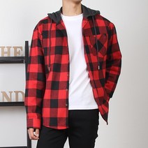 더마인드 남자 후드남방 NM체크후드