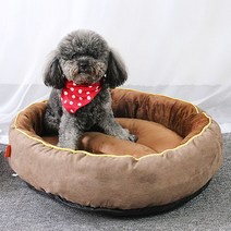 도매창고 강아지 기절방석 원형 애견쿠션, 브라운