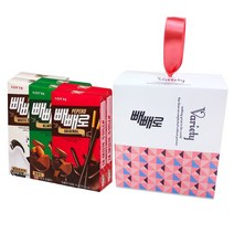 롯데 빼빼로 6입 럭셔리 선물박스(초코 아몬드 화이트쿠키 각2개), 1세트