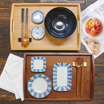 더하다하우스 카페 트레이 우드 쟁반 모음, 대나무 손잡이쟁반