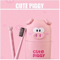 라라키즈 피기칫솔케이스 칫솔통 양치, 블루+3분흡착모래시계, 1개