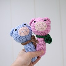 피그피그 딸랑이 만들기 DIY키트 뜨개질 DIY 패키지, 피치, 1개