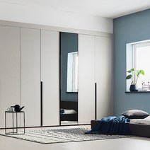 한샘 피카 거울 붙박이장 그레이 고급형, 사이즈:O형:380~390(12.5자~13자)(O)