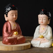 불교나라 색동 좌불상 미니불상 부처님 스님, 레드