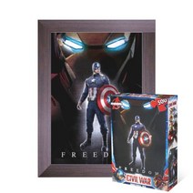 퍼즐피플 마블 어벤져스 시빌워 직소퍼즐, 캡틴아메리카 FREEDOM 500피스 액자포함(우드월넛), 500p