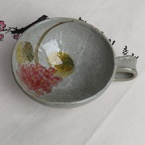 분청 수국 주물럭 죽그릇 (레드)