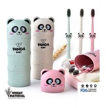 라라키즈 팬더칫솔케이스 양치세트 칫솔통, 베이지+3분흡착모래시계, 1세트