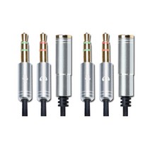 칼론 고급형 스테레오 케이블 연장선 잭 AUX 이어폰 이어셋, 실버, 칼론 APC-A07 이어셋 to PC 변환 어댑터 케이블 30cm 실버