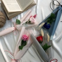 Fondant Flower 한 송이 비누장미 꽃다발, 연핑크