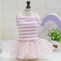 블루팝 애완견 강아지 티셔츠 원피스, 단가라 민소매 원피스 핑크