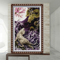 큐브아트 황룡 백호(65x115cm전체사각) 대형 보석십자수