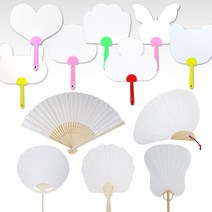 [홈앤스쿨] 종이 부채 만들기 그림 그리기 방과후 미술 동물 꽃 모양 합죽선, 모양부채_세잎클로바, 2개