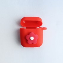 스마트커버 데이지꽃 퍼플 플라워 에어팟키링 에어팟케이스 자동차키홀더, 레드케이스_레드꽃
