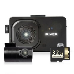 아이리버 2채널 QHD+FHD 초고화질 블랙박스 QF2 WiFi 스마트폰 연동지원, 32GB, WiFi 동글이 + GPS 안테나