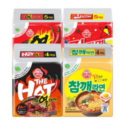 더핫열라면 120G 4개+오뚜기 열라면 120g 5개+오뚜기 진라면 매운맛 120g 5개+오뚜기 참깨라면 115g 4개