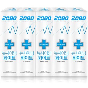 2080 덴탈크리닉 뉴샤이닝 화이트 베이직 치약, 140g, 5개