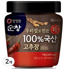 청정원순창 우리쌀로 만든 100% 국산 고추장, 1kg, 2개