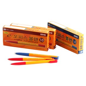 자바펜 e-오피스 볼펜 1.0mm 빨강 24p + 파랑 12p, 혼합색상, 1세트