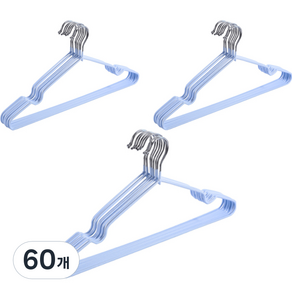 행복앤 컬러 논슬립 옷걸이, 스카이, 60개