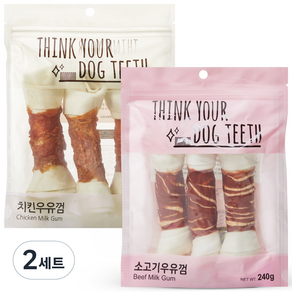 Think you dog teeth 치킨 3p + 소고기 3p 세트, 2세트, 치킨, 소고기, 240g