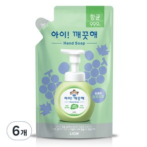 아이깨끗해 향균 거품 핸드 솝 리필 청포도향, 200ml, 6개